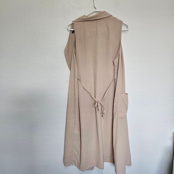 H&M | Open Front Tie Waterfall Sleeveless Long Line Neautral Vest, Womens 4 - Picture 5 of 5